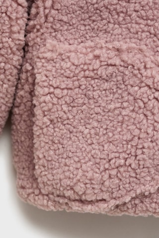 Manteau imitation mouton retourné capuche - Rose