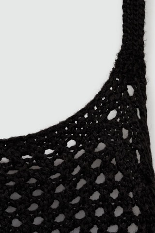 Top crochet emmanchures américaines - Noir