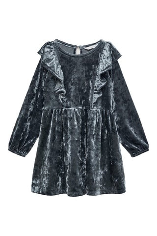 Robe velours volantée - Bleu