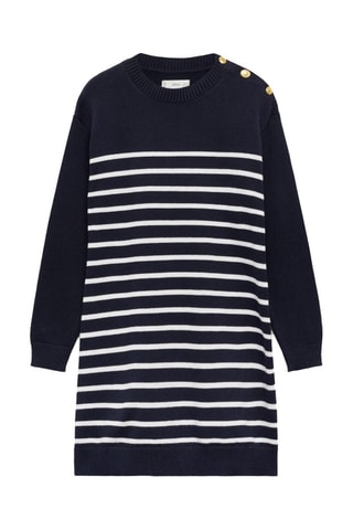 Robe en maille à rayures - Bleu marine