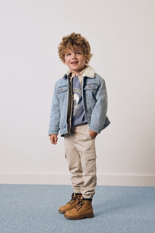 Blouson denim fourré mouton - Bleu clair