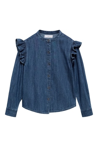 Chemise denim à volants - Bleu marine