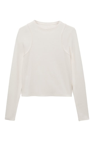T-shirt with seam detail - Blanc cassé