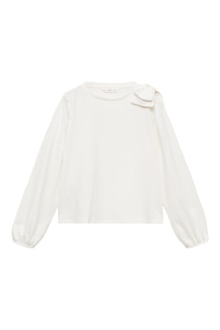 T-shirt coton noeud - Blanc cassé