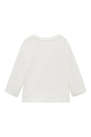 T-shirt imprimé détails brodés - Blanc cassé