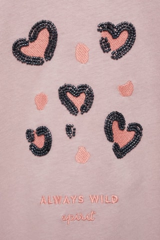 T-shirt brodé perles - Rose