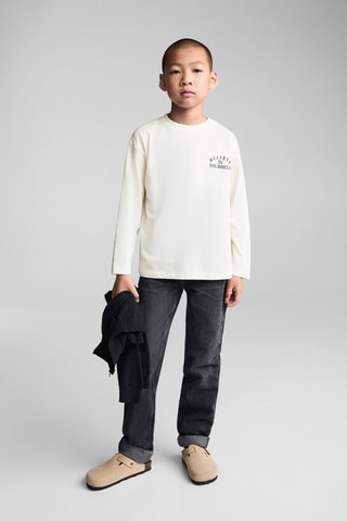 T-shirt manches longues imprimé - Blanc cassé