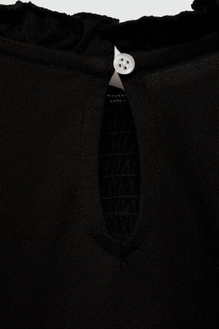 T-shirt détails froncés - Noir