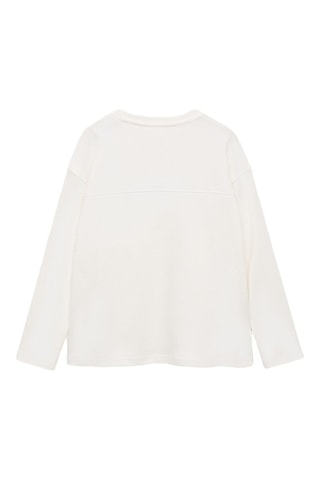 T-shirt coton manches longues - Blanc cassé