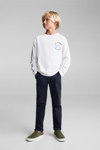 T-shirt manches longues imprimé - Blanc cassé