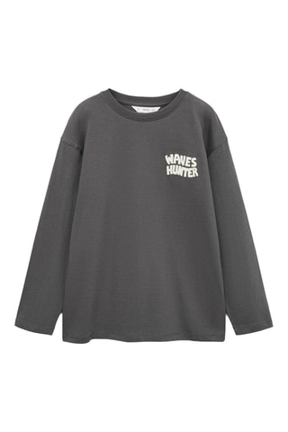T-shirt manches longues imprimé - Anthracite