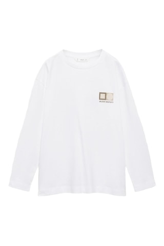 T-shirt manches longues imprimé - Blanc cassé
