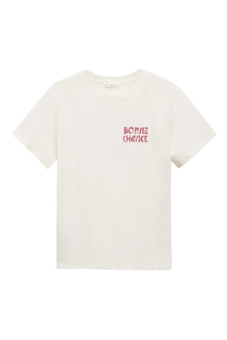 T-shirt coton imprimé - Blanc cassé