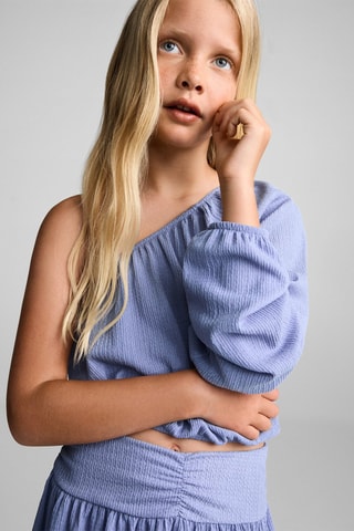 T-shirt asymétrique texturé - Bleu