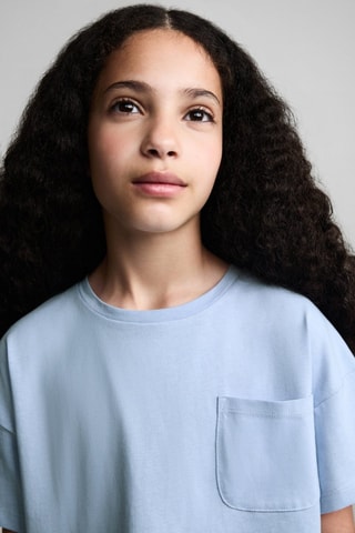 T-shirt coton poche - Bleu clair