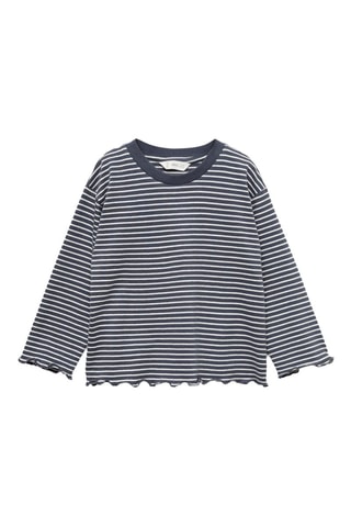 T-shirt coton à rayures - Anthracite
