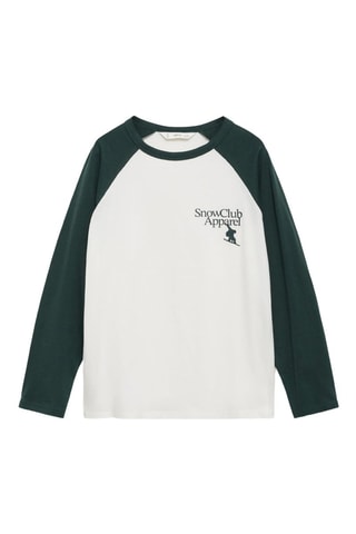 T-shirt combiné coton - Vert foncé