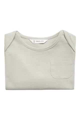 T-shirt manches longues poche - Gris chiné