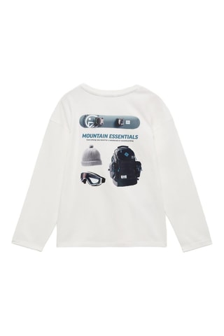 T-shirt coton imprimé - Blanc cassé