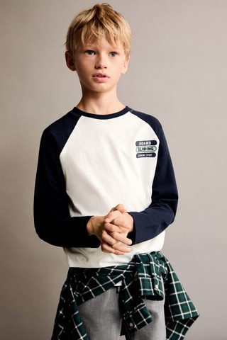 T-shirt combiné coton - Bleu marine