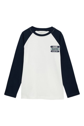 T-shirt combiné coton - Bleu marine