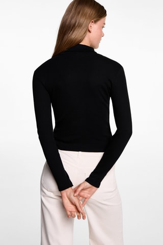 T-shirt coton manches longues - Noir
