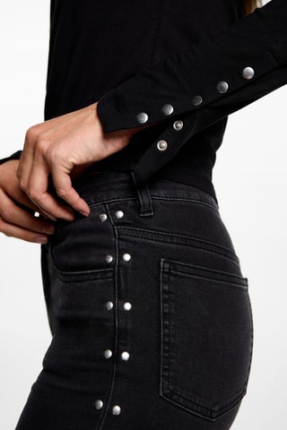 T-shirt manches longues studs - Noir