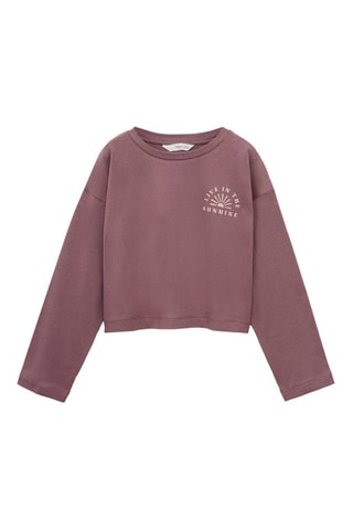 T-shirt manches longues imprimé - Prune