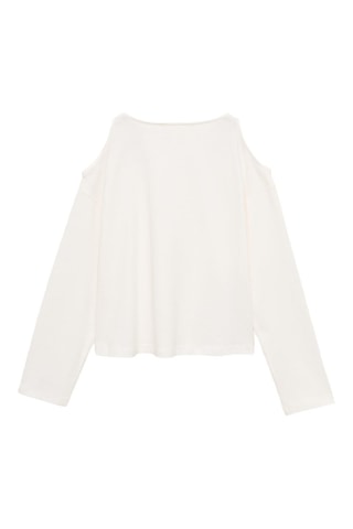 T-shirt manches longues ouvertures - Blanc cassé