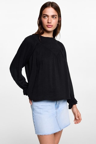 Blouse détails froncés - Noir