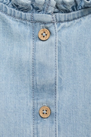 Blouse denim brodée - Bleu