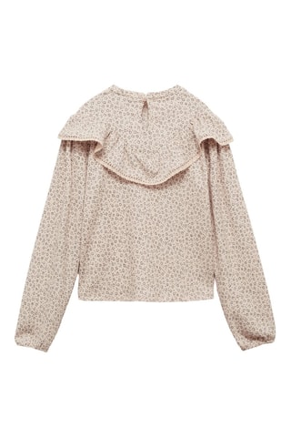 Blouse à fleurs volantée - Sable