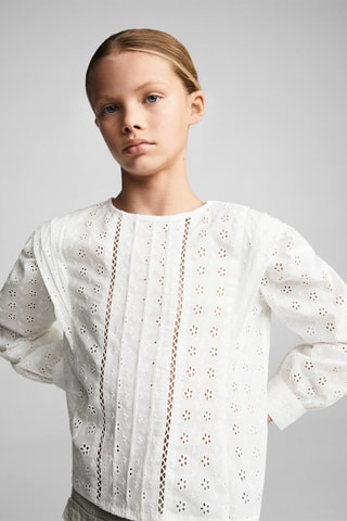 Blouse broderie florale - Blanc