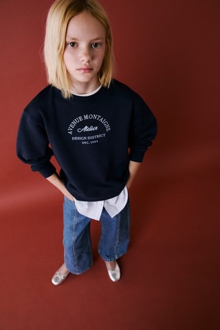 Sweat-shirt bas chemisier rayures - Bleu marine
