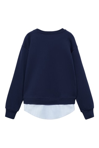 Sweat-shirt bas chemisier rayures - Bleu marine