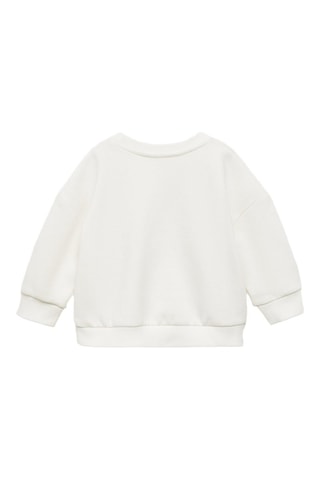 Sweat-shirt coton détails brodés - Blanc cassé