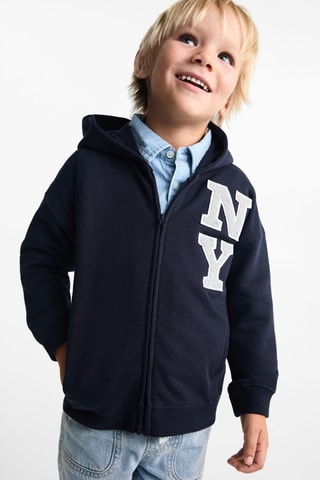 Sweat-shirt imprimé capuche - Bleu marine