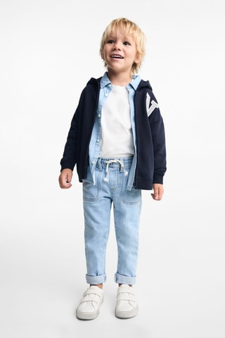 Sweat-shirt imprimé capuche - Bleu marine