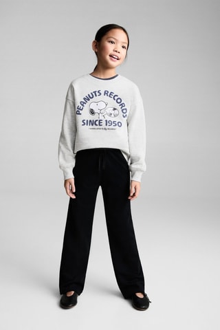 Sweat-shirt imprimé Snoopy - Gris clair chiné