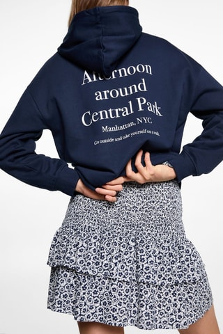 Sweat-shirt coton détails brodés - Bleu marine