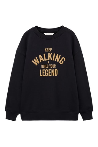 Sweat-shirt imprimé détail texturé - Noir