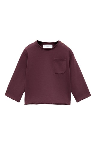 Sweat-shirt coton à poche - Bordeaux