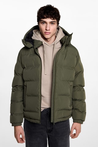 Anorak matelassé imperméable à capuche - Vert forêt