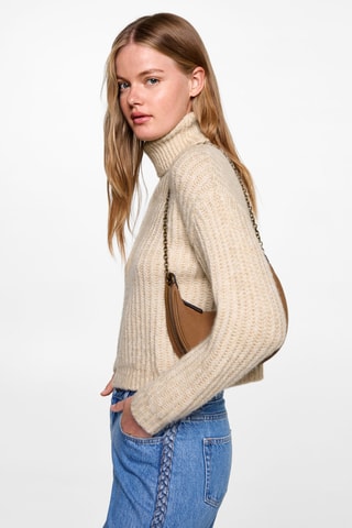 Pull-over maille col montant - Beige
