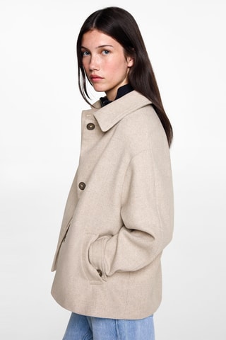 Manteau court drap de laine - Marron