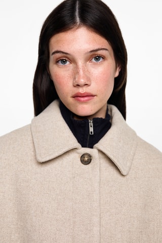 Manteau court drap de laine - Marron