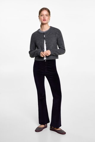 Pantalon velours évasé - Bleu marine