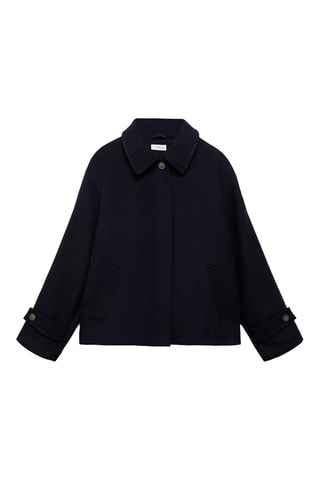 Manteau court drap de laine - Bleu marine