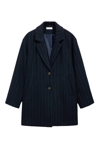 Manteau laine rayures - Bleu marine