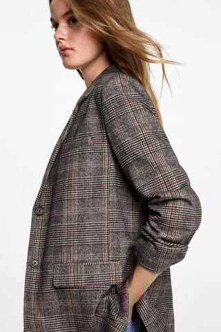 Manteau à carreaux en laine - Marron
